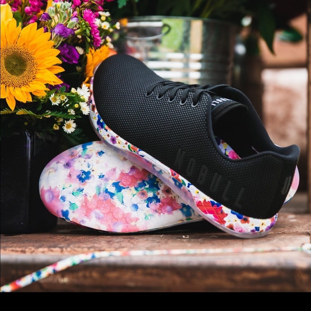 NoBull Black Daisy Floral Collection Trainer